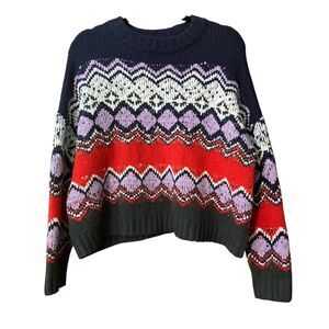 aerie fair isle crewneck cozy boxy sweater